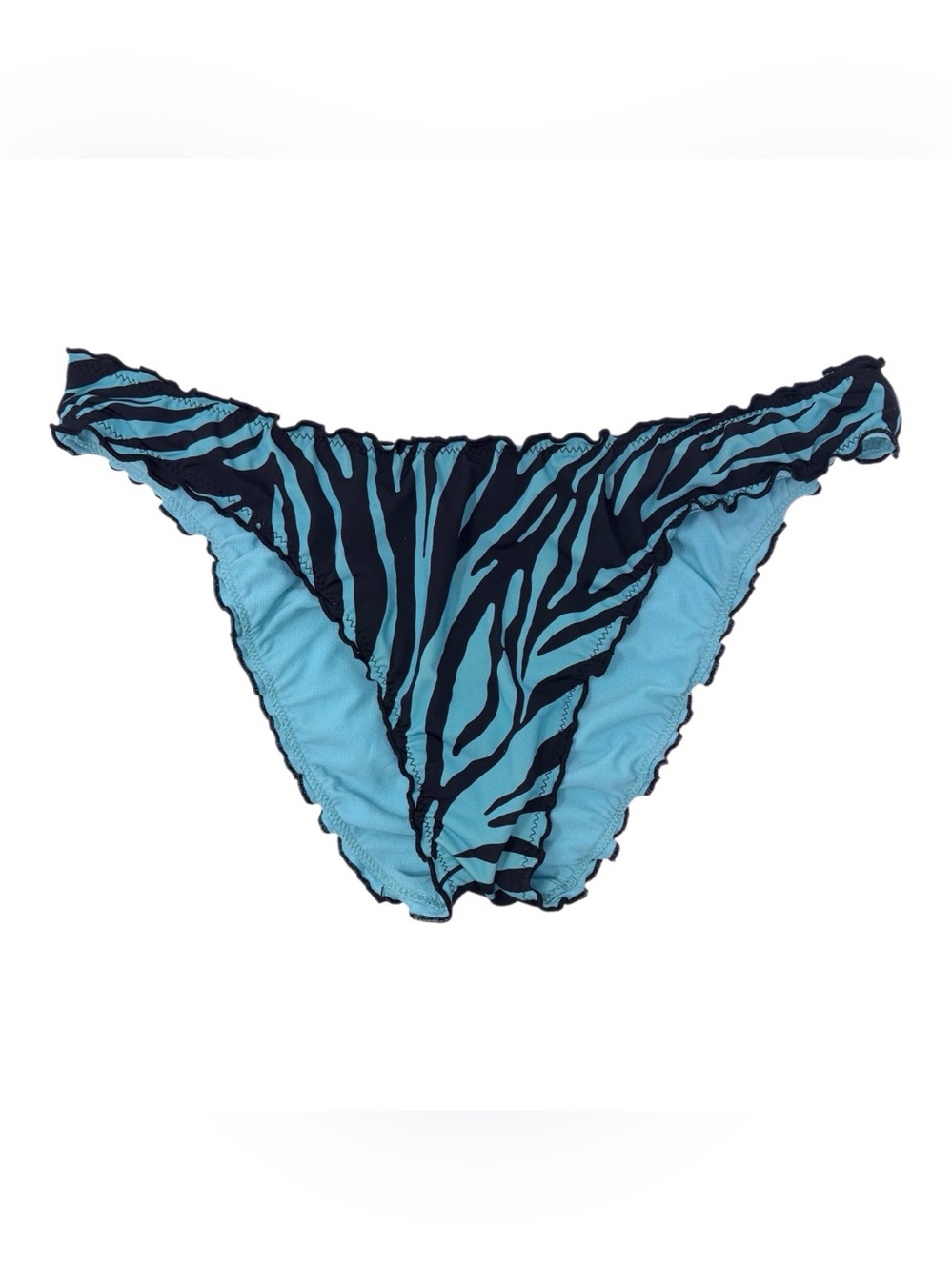 Shade & Shore Blue Zebra-Print ruffled Bikini Bottom women’s size XL
